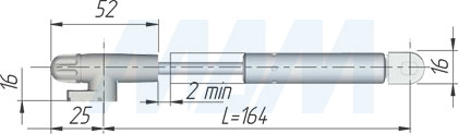 Размеры лифта KRABY автоматического открывания, длина 164 мм (артикул 1018 430UZS)