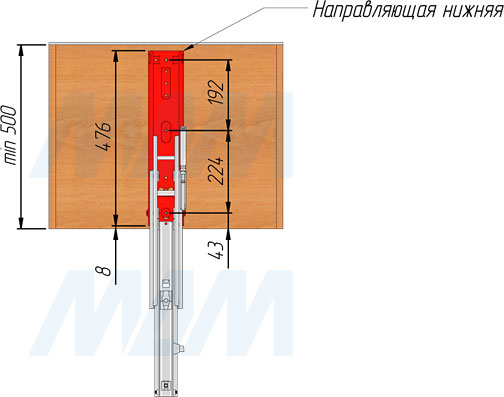 Установка рамы для колонны LAMINA с направляющими плавного закрывания (артикул CE1905GCFTMVGF), схема 2