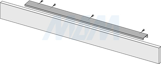 Установка профиль-ручки с креплением саморезами под фасад шириной 600 мм (артикул PH.RU01.600)