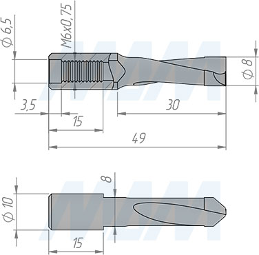 Размеры пазовой фрезы DOMINO D  8-NL 28 HW-DF 500 (артикул F160.080.R)