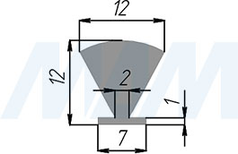 Размеры щеточного уплотнителя INTEGRO, 12 мм (артикул BR12)