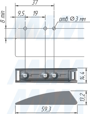 Установка накладного магнита K-LOCK TECH (артикул 5 50070 10 SET), схема 2