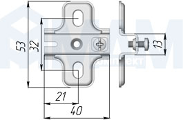 Размеры установочной площадки высотой 4,5 мм для петель серии Slide-on (бронза), Ferrari