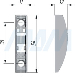 Размеры основания накладного крепления KIARO для фасадов (артикул C0100024)