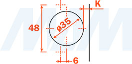 Размеры стандартной (90/110) петли SILENTIA+  с обратной пружиной, схема 2