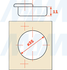 Размеры петли (90/94), для холодильника (артикул C2ABF99)