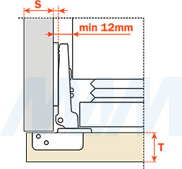 Ответная планка высотой 0 мм для петли SILENTIA+ (180/110) для холодильника (артикул C2ABF99)