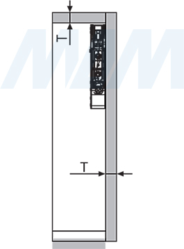 Расчет отверстий для фасада для поворотного подъемный механизма FLAP (артикул FL123)