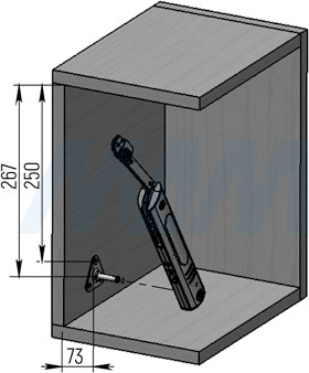 Присадка для боковины для угла открывания фасада 75 градусов при использовании подъемного механизма FLAP LIGHT (артикул FL317)