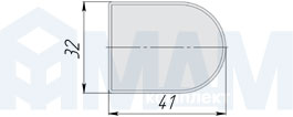 Размеры D-образной заглушки для петли Mini 12 для стекла (артикул G227), чертеж 1