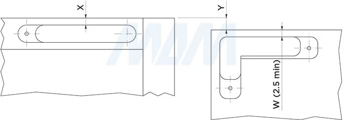 Установка комплекта скрытых петель SECRET MAXI (90/105) с плавным закрыванием на один фасад (артикул HH165001), схема 5