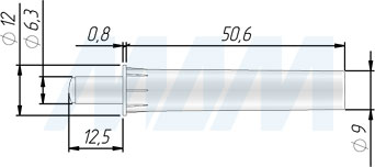 Размеры врезного стандартного амортизатора D10 (артикул SD10)