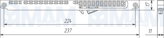 Размеры механизма SLX плавного закрывания для ящиков (артикул SLX0)