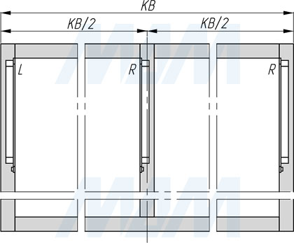 Позиция под 3-й кронштейн при врезном монтаже подъемного механизма KINVARO T-SLIM от GRASS для деревянных фасадов (артикул TS15114902), чертеж 2)
