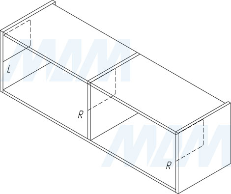 Позиция под 3-й кронштейн при накладном монтаже подъемного механизма KINVARO T-SLIM от GRASS для деревянных фасадов (артикул TS15114902), чертеж 1