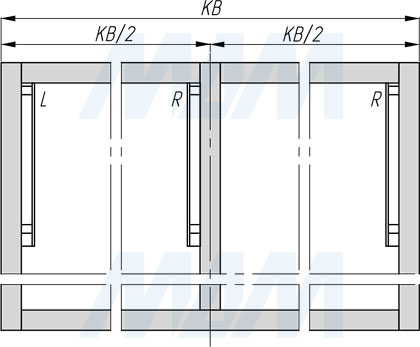 Позиция под 3-й кронштейн при накладном монтаже подъемного механизма KINVARO T-SLIM от GRASS для деревянных фасадов (артикул TS15114902), чертеж 2)
