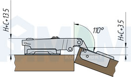 Установка стандартной петли  Slide-on 95 (90/110), чертеж 2
