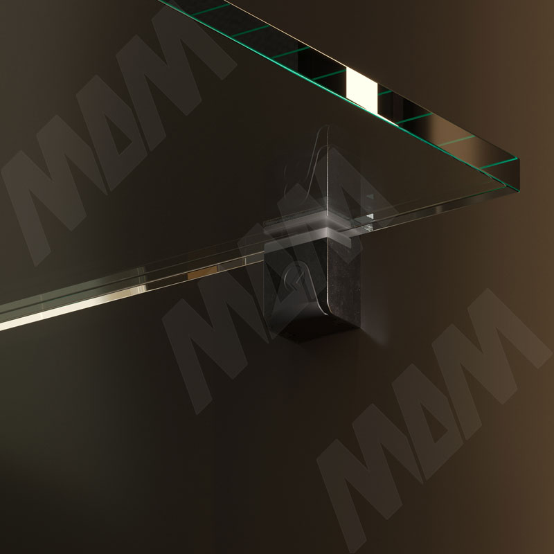 KUBIC Полкодержатель для стеклянных полок толщиной 4-9 мм, под саморез, черный никель фото товара 3 - 1 60200 50 BA
