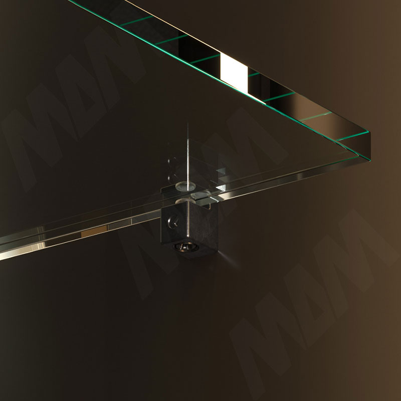 GRACE Полкодержатель для стеклянных полок толщиной 8 мм, под шток, черный никель фото товара 2 - 1 61210 30 YQ