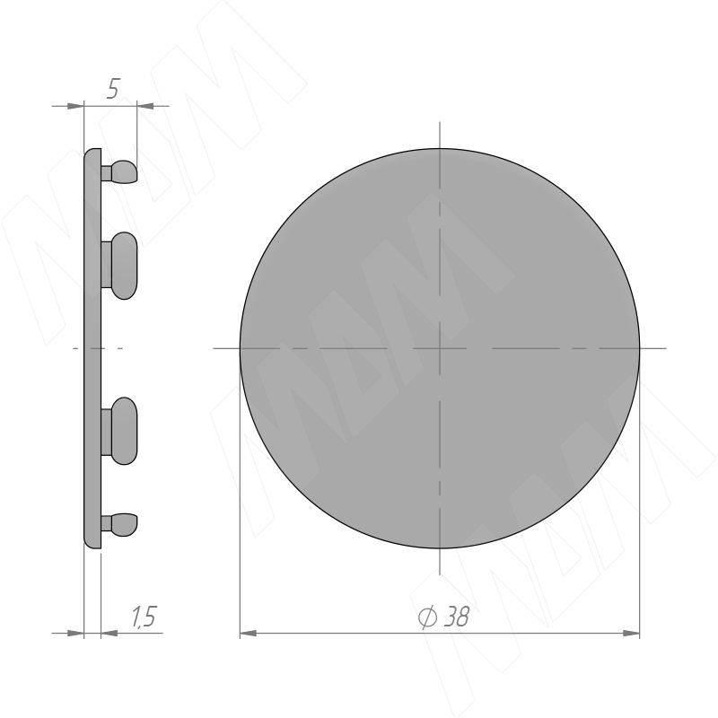 Заглушка для технологических отверстий, D35 мм, серая фото товара 2 - CC.35D.GR