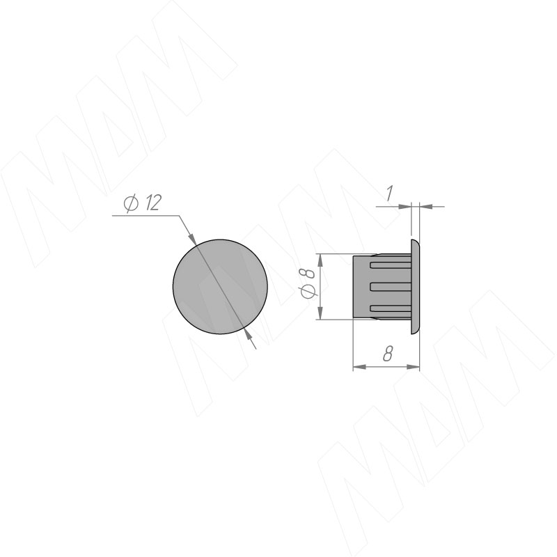 Заглушка для технологических отверстий, D8 мм, серый металлик фото товара 2 - CF02PGA