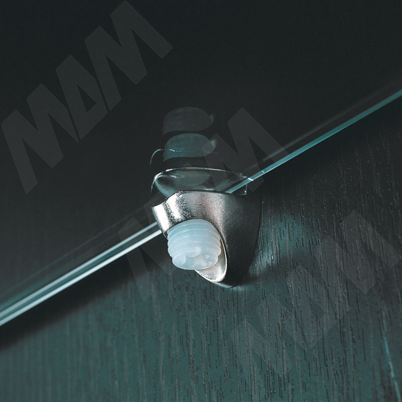 Полкодержатель для стеклянных полок толщиной 5-6 мм, под саморез, хром фото товара 2 - FA10 CR