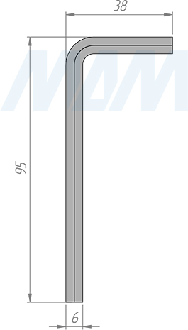 Размеры шестигранного L-образного ключа 6 мм (артикул 6HX-L MP)