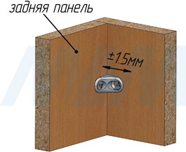 Установка полкодержателя для деревянных полок с фиксацией, с круглым и овальным отверстиями под саморез (артикул AL22)