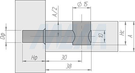 Установка конической стяжки диаметром 15 мм для плит толщиной от 25 мм (артикул BO65, TF08, GR32), схема 3