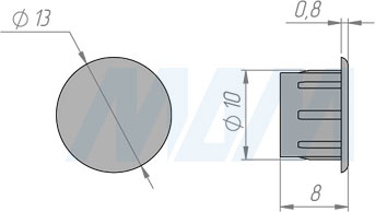 Размер заглушки для технологических отверстий, диаметр 10 мм (артикул CF03)