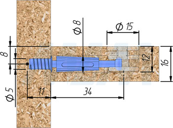 Установка эксцентрика M-FIX для плит толщиной 16 мм (артикул M-FIX)