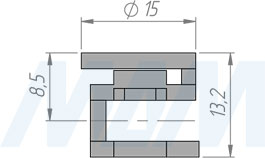 Размеры эксцентрика M-FIX для плит толщиной 18 мм (артикул M-FIX18)