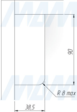 Присадочные размеры для задней стенки мебельного навеса LIBRA H11 для корпусов нижнего яруса с креплением на винты с использованием заглушки (артикул P1905620ZN и P1905940ZN)