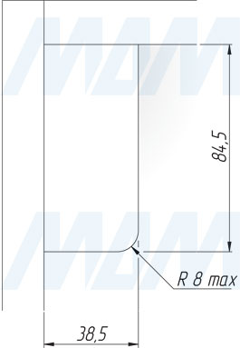 Присадочные размеры для задней стенки мебельного навеса LIBRA H11 для корпусов нижнего яруса с креплением на винты (артикул P1905620ZN и P1905940ZN)