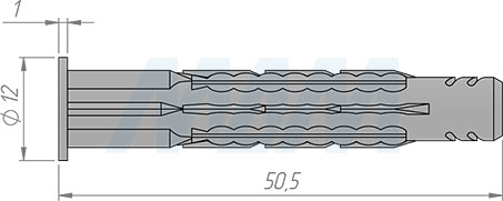 Размеры дюбеля с бортиком 8x50 мм (артикул PD.8X50.T)