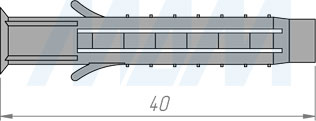 Размеры дюбеля 6x40 мм (артикул PD T64)