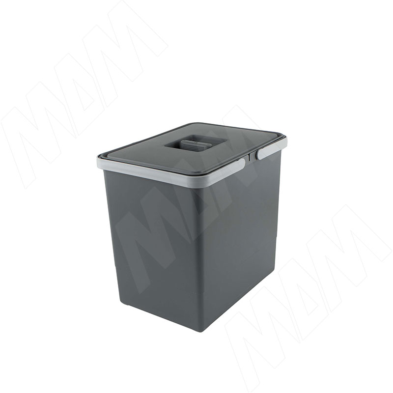 EASY Ведро для мусора подвесное 15л с крышкой, с крепежом, цвет серый базальт RAL7012 (PBDSPSG28C97)