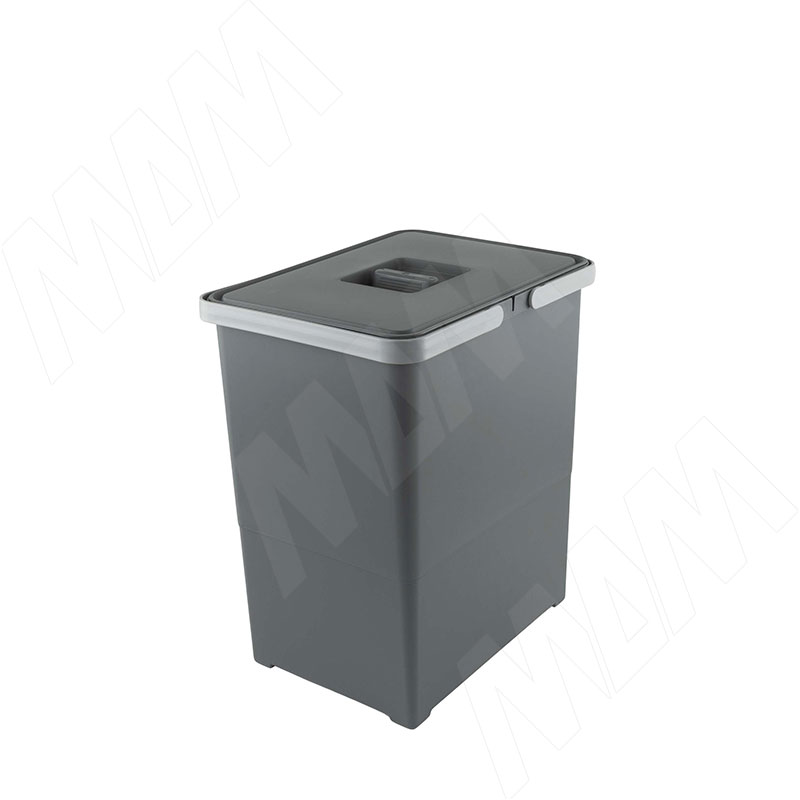 EASY Ведро для мусора подвесное 18л с крышкой, с крепежом, цвет серый базальт RAL7012 фото товара 1 - PBDSPSG34C97