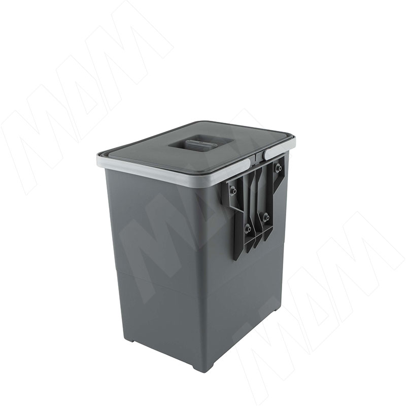 EASY Ведро для мусора подвесное 18л с крышкой, с крепежом, цвет серый базальт RAL7012 фото товара 3 - PBDSPSG34C97