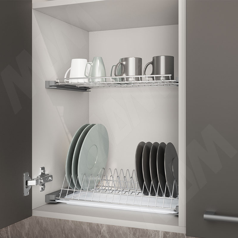ARIA комплект посудосушителей (сушилка для посуды), без рамки, поддон, 450мм, серый хром фото товара 3 - ПВ1.4516.1001.11