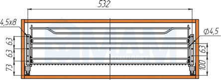 Установка одноуровневой корзины ROUND высотой 185 мм с боковым креплением (артикул CCATGMSG260PACSINP), схема 3