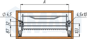 Установка одноуровневой корзины с боковым креплением с плавным закрыванием  (артикул CCTGMSG2...PFCSINP), схема 3