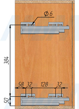 Установка двухуровневой корзины ROUND (бутылочницы) для верхнего яруса кухни, ширина фасада 150 мм (артикул EPQGM152SXCNP и EPQGM152DXCNP), схема 2