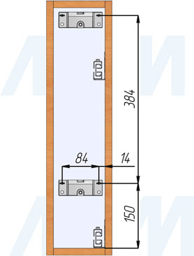 Установка двухуровневой корзины ROUND (бутылочницы) для верхнего яруса кухни, ширина фасада 150 мм (артикул EPQGMSL152DXC и EPQGM152SXSCGM), схема 3