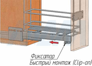 Установка двухуровневой корзины ROUND (бутылочницы) для верхнего яруса кухни, ширина фасада 150 мм (артикул EPQGM152SXCNP и EPQGM152DXCNP), схема 4