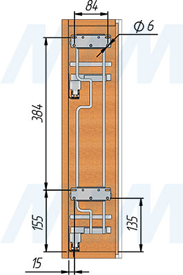 Установка бутылочницы GALAXY в верхний ярус для фасада 150 мм (артикул EPQGMSL152SXPRPOMBAS), схема 3