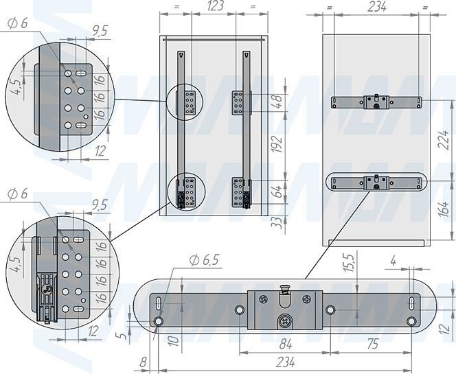 Установка системы KOMBI 2.0 M30W для фасадов шириной от 300 мм с 1 ведром для сортировки и хранения (артикул KOMBI2GME301SCGM), схема 1