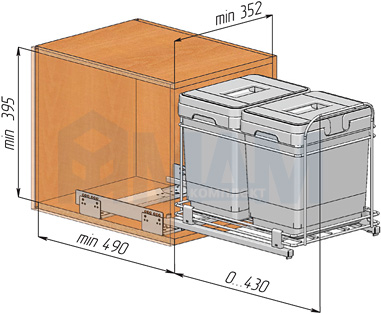 Установка системы PARTNER для утилизации мусора (артикул PETHM402M), схема 1