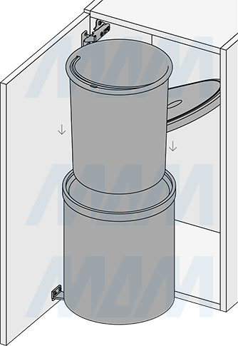 Установка подвесного ведра RING 10 л для мусора, с крышкой (артикул PP602/1C10), схема 5