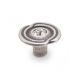 Ручка-кнопка D31мм серебро состаренное с кристаллами Сваровски